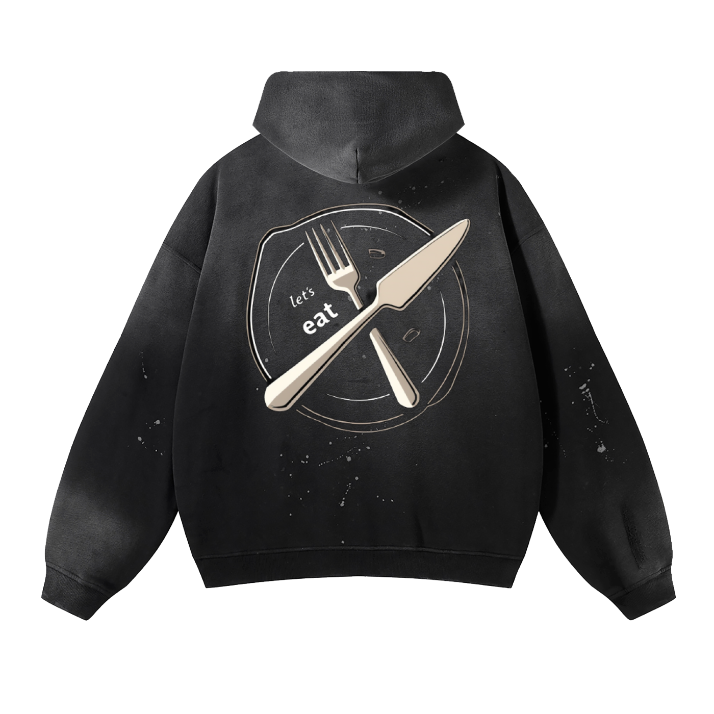 Vintage Washed Frayed Fleece Hoodie