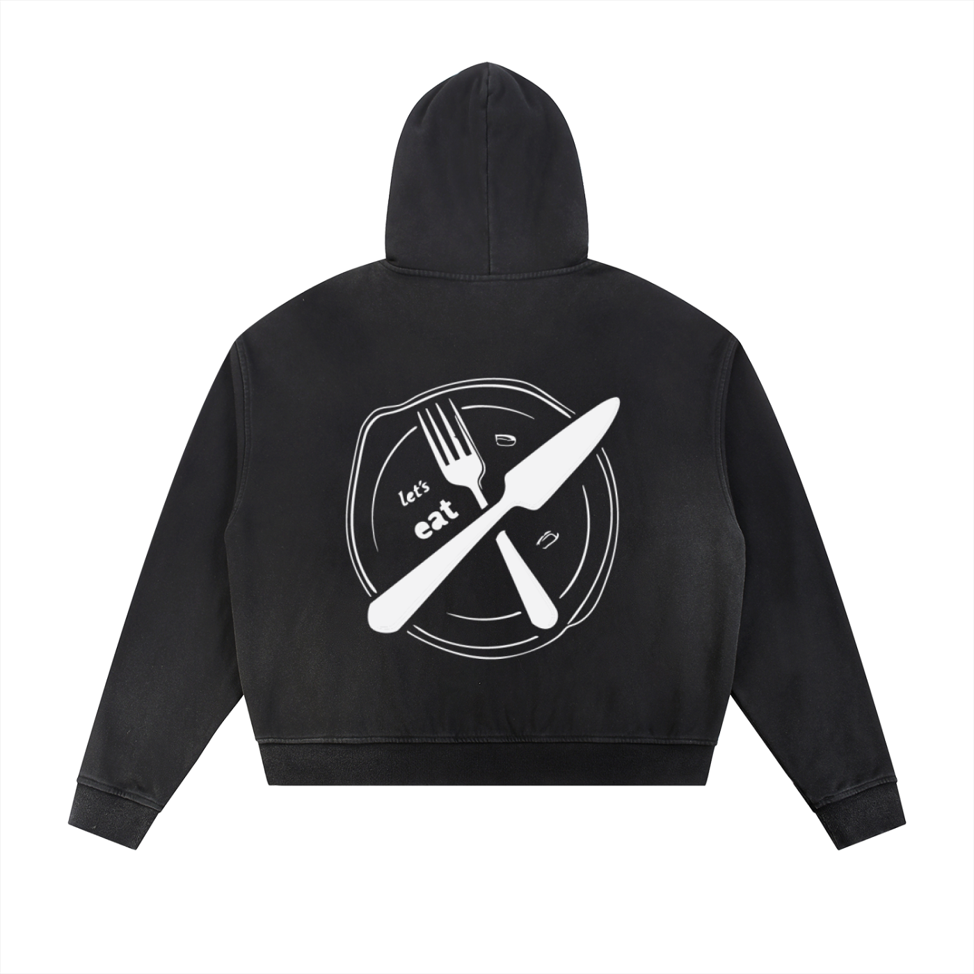 Sun Fade Frayed Raw Edge Fleece Zip Hoodie