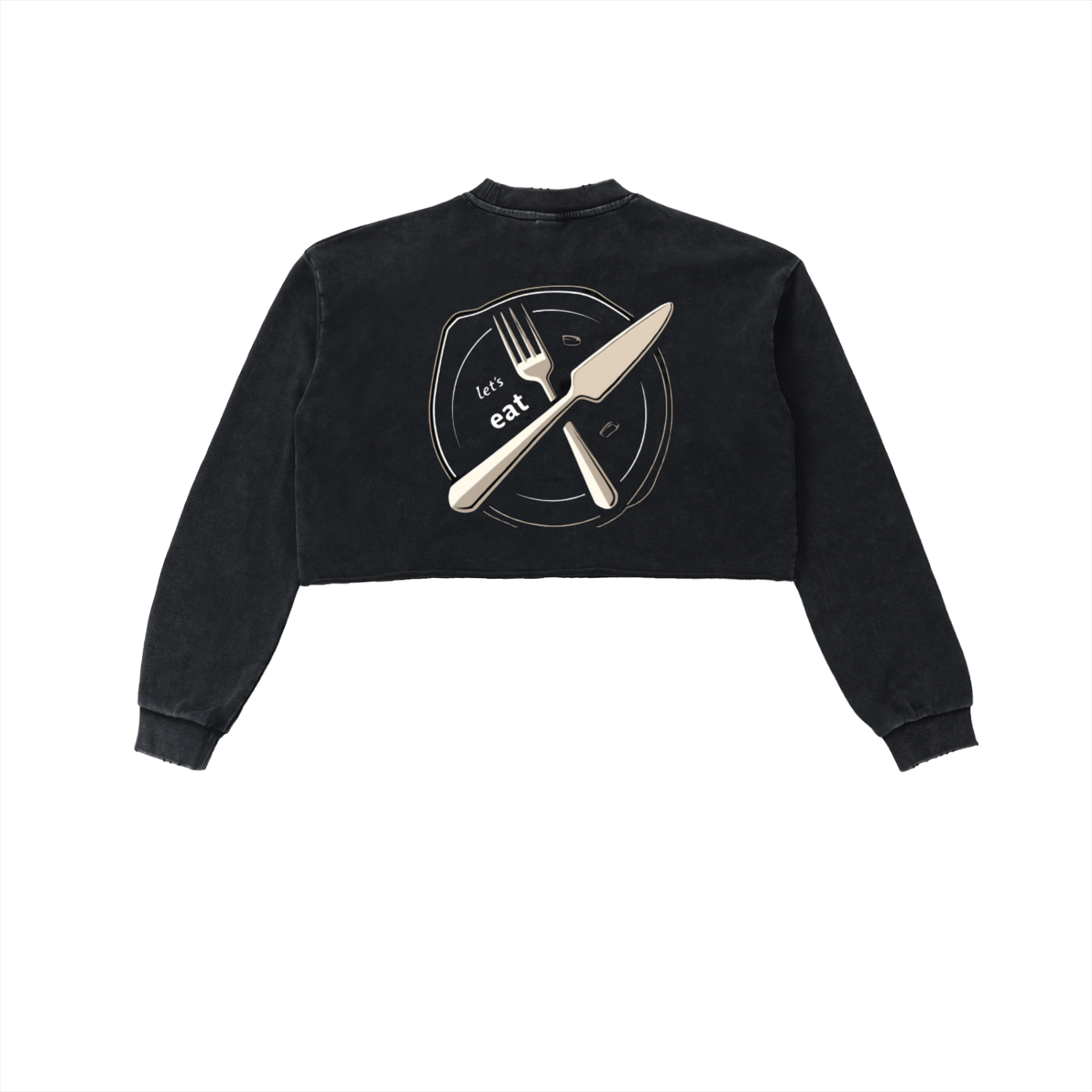 Snow Washed Raw Edge Cropped Sweatshirt