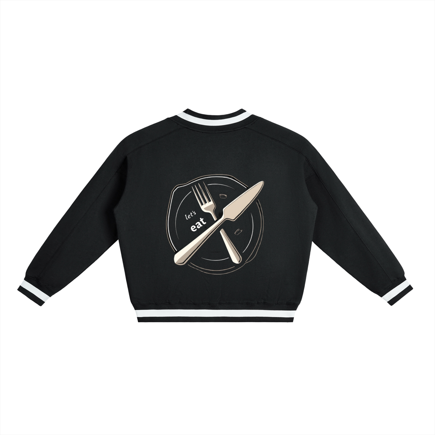 V-Neck Contrast Collar Boxy Sweatshirt