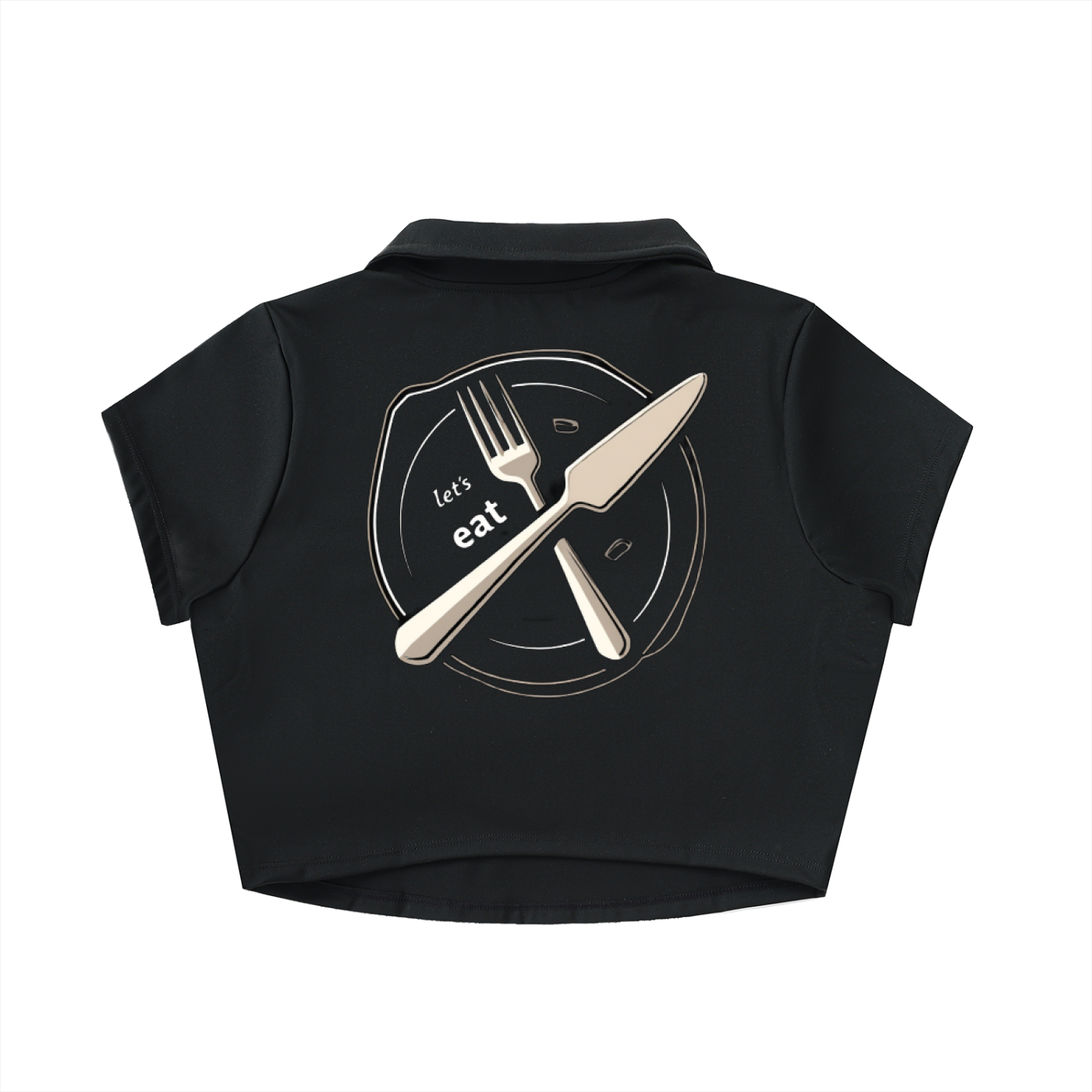 V-Neck Lapel Crop Top