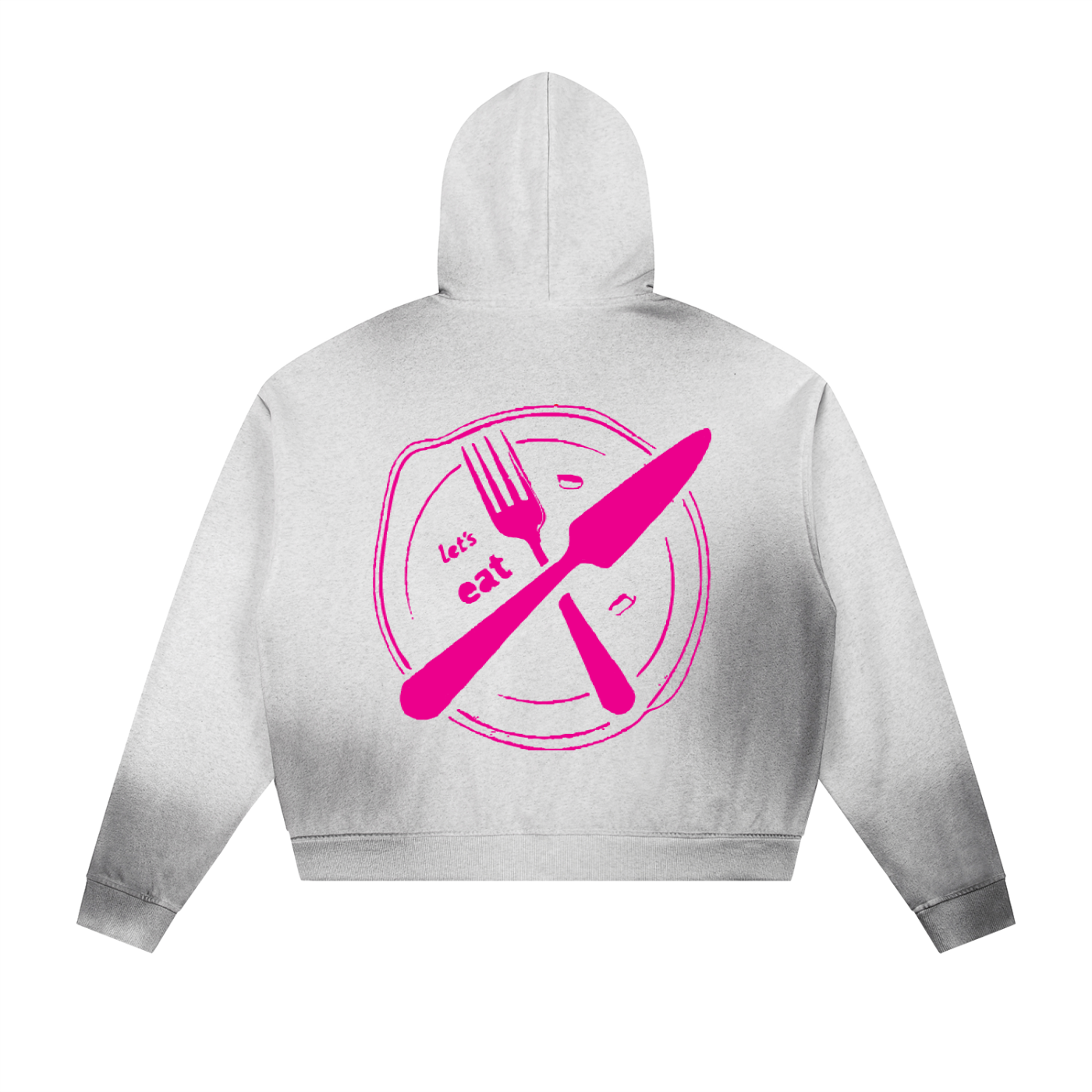 Sun Fade Frayed Raw Edge Fleece Zip Hoodie