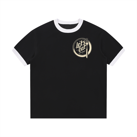 Contrast Edge Ribbed Crewneck T-Shirt