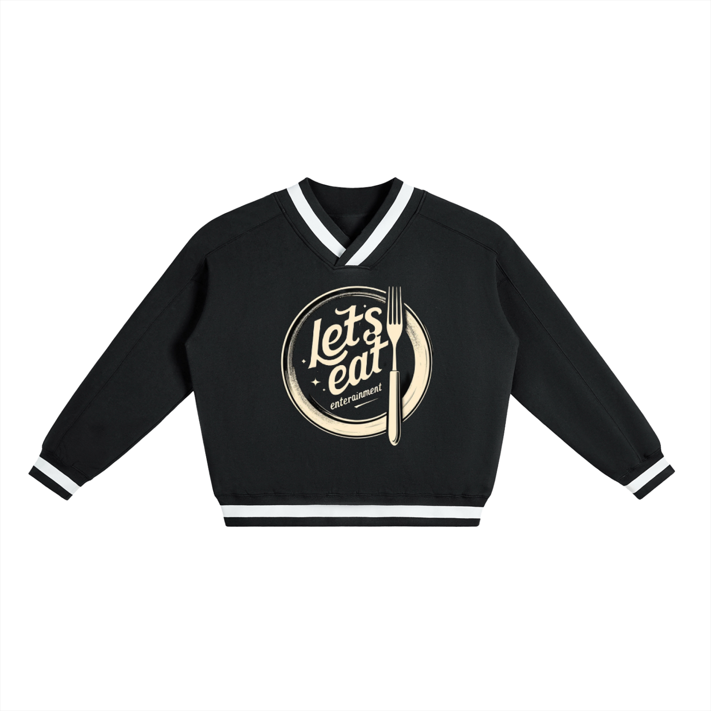 V-Neck Contrast Collar Boxy Sweatshirt