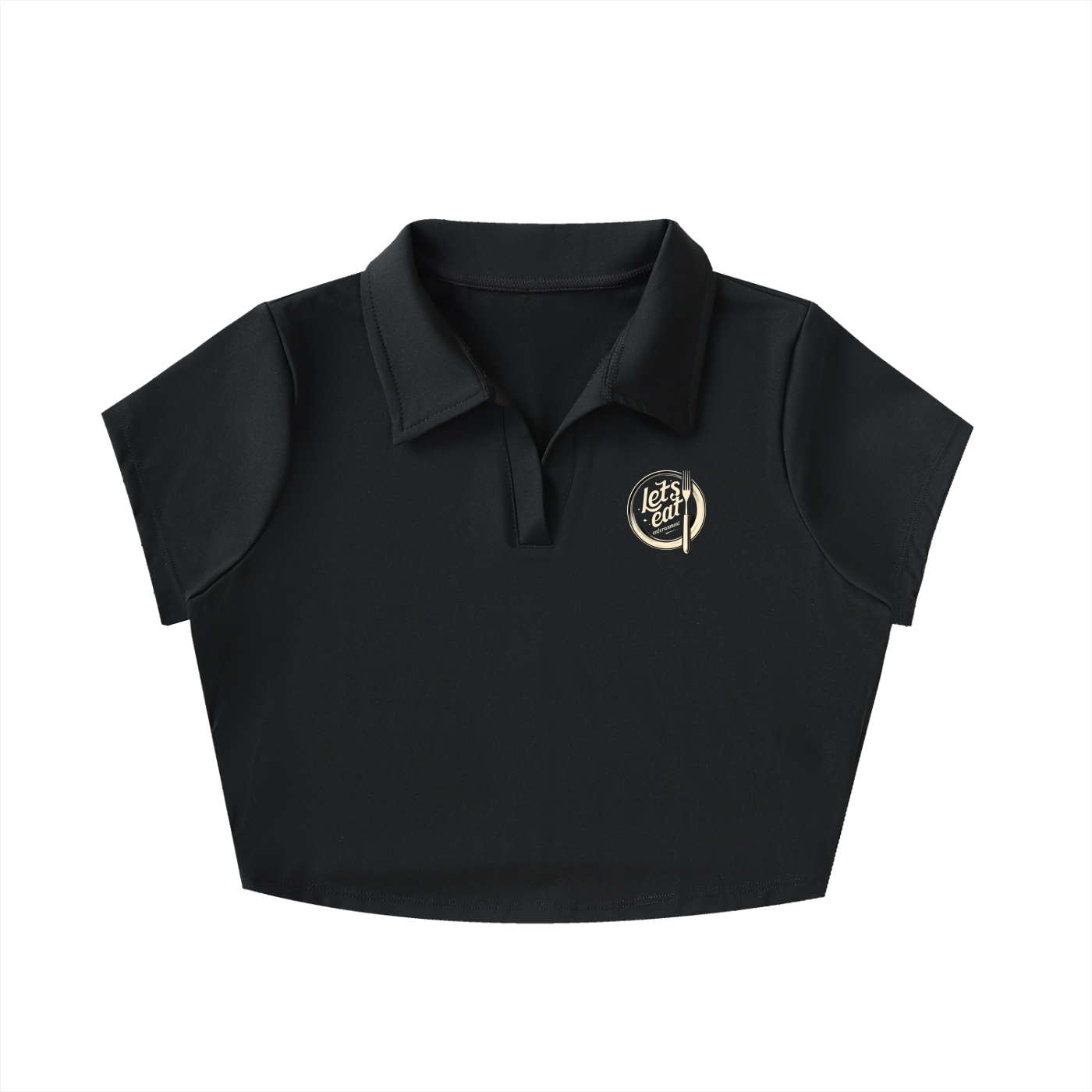 V-Neck Lapel Crop Top