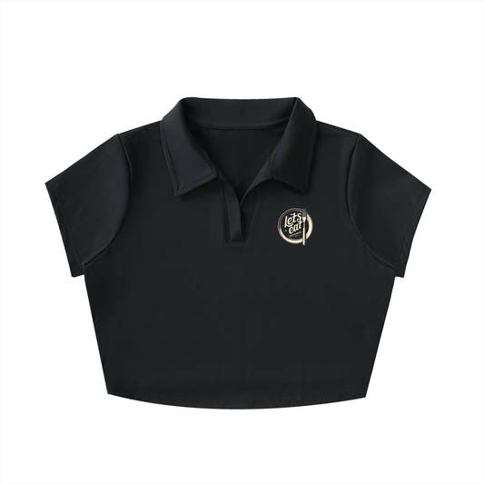 V-Neck Lapel Crop Top