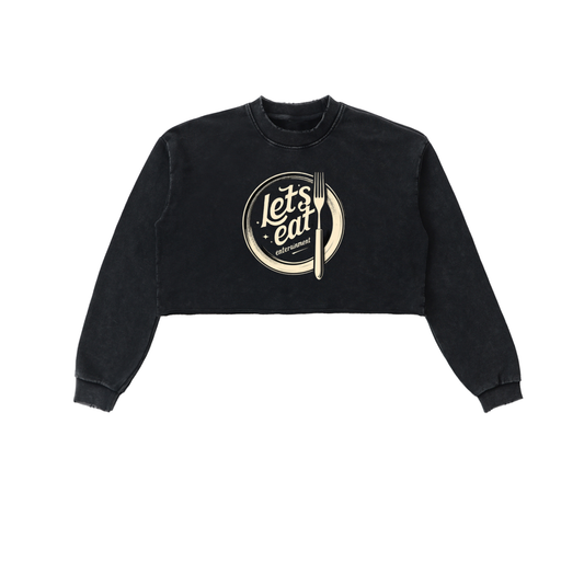 Snow Washed Raw Edge Cropped Sweatshirt