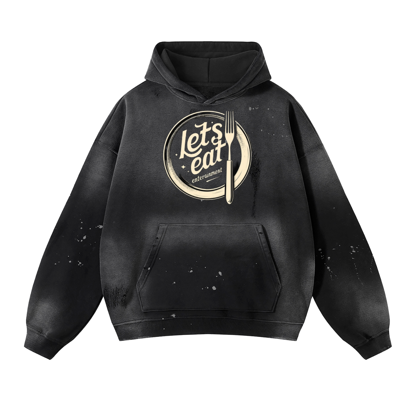 Vintage Washed Frayed Fleece Hoodie