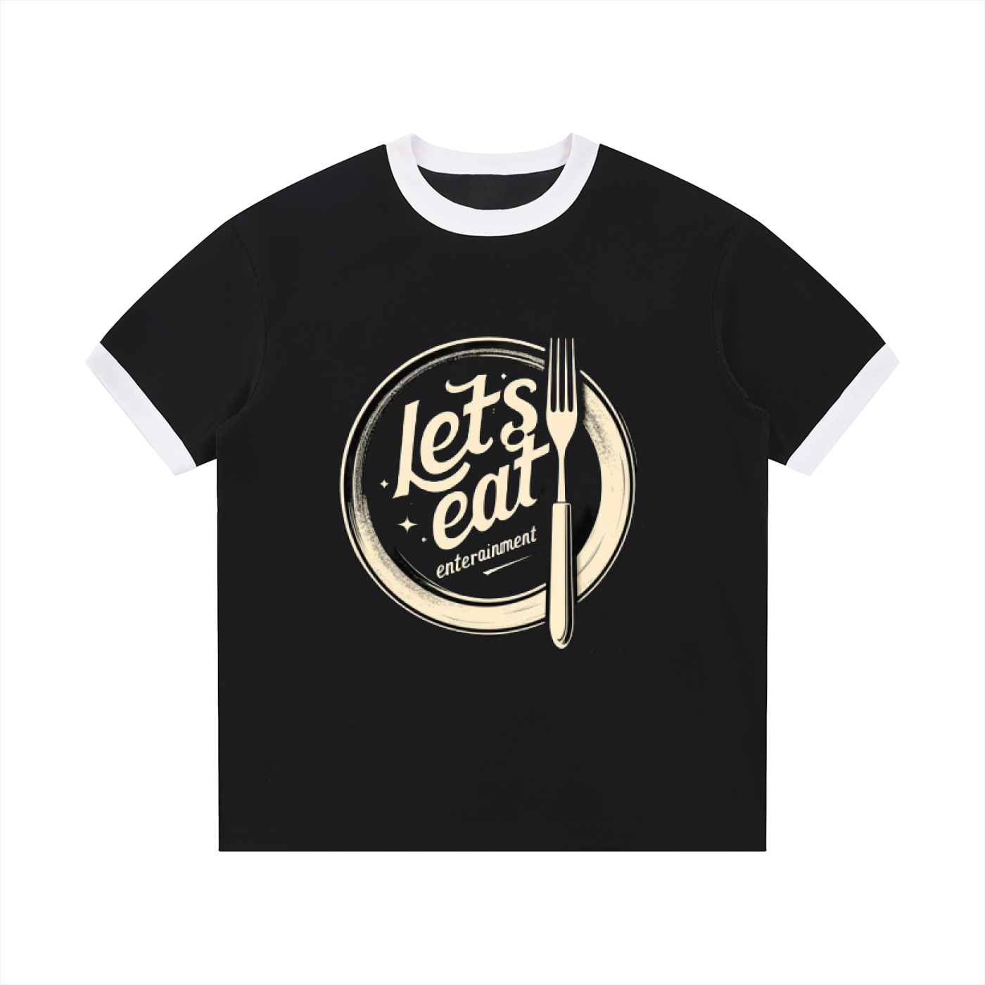 Contrast Edge Ribbed Crewneck T-Shirt