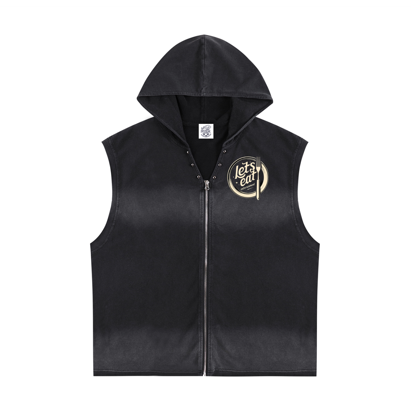 Vintage Washed Zip-Up Hooded Tank Top