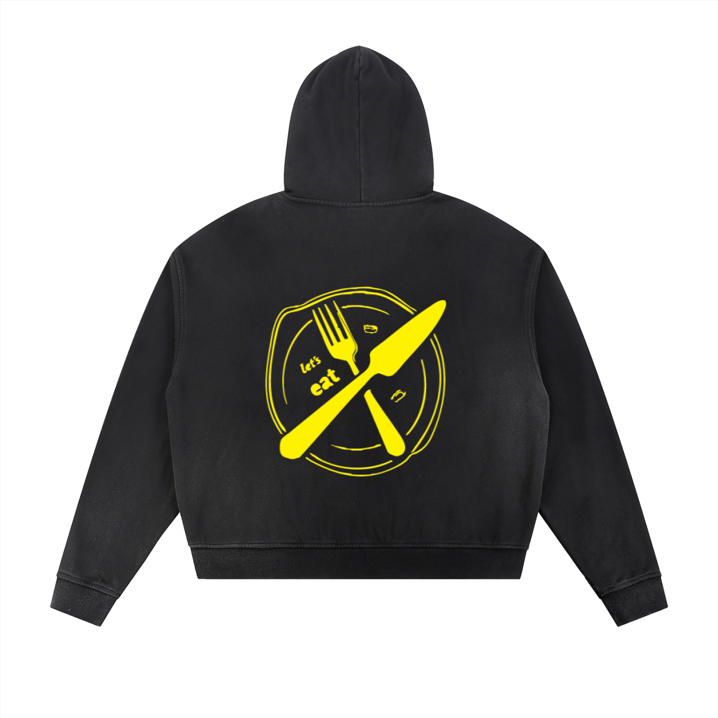 Sun Fade Frayed Raw Edge Fleece Zip Hoodie