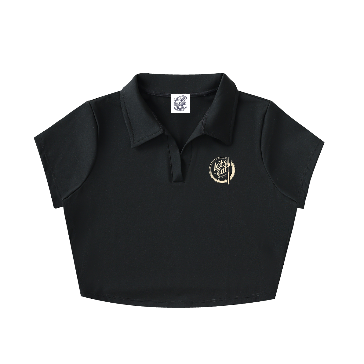 V-Neck Lapel Crop Top